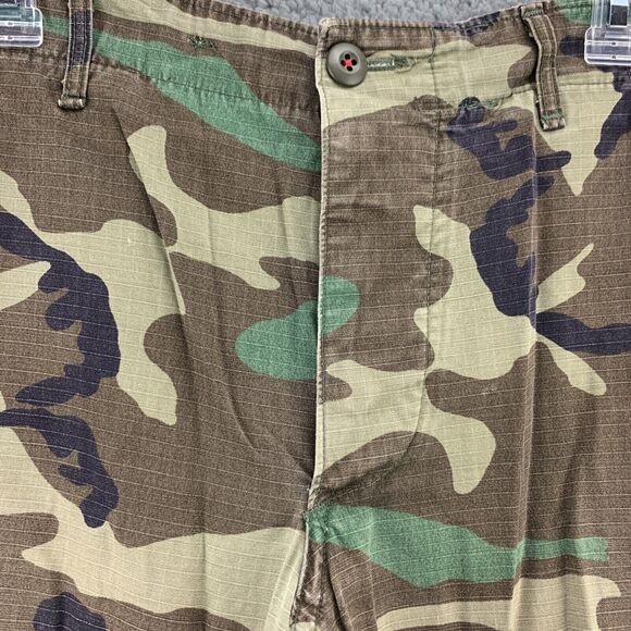 VTG Army Marine Woodland CAMO Cargo Mens Pants Button Fly Size Small Short - Picture 6 of 16